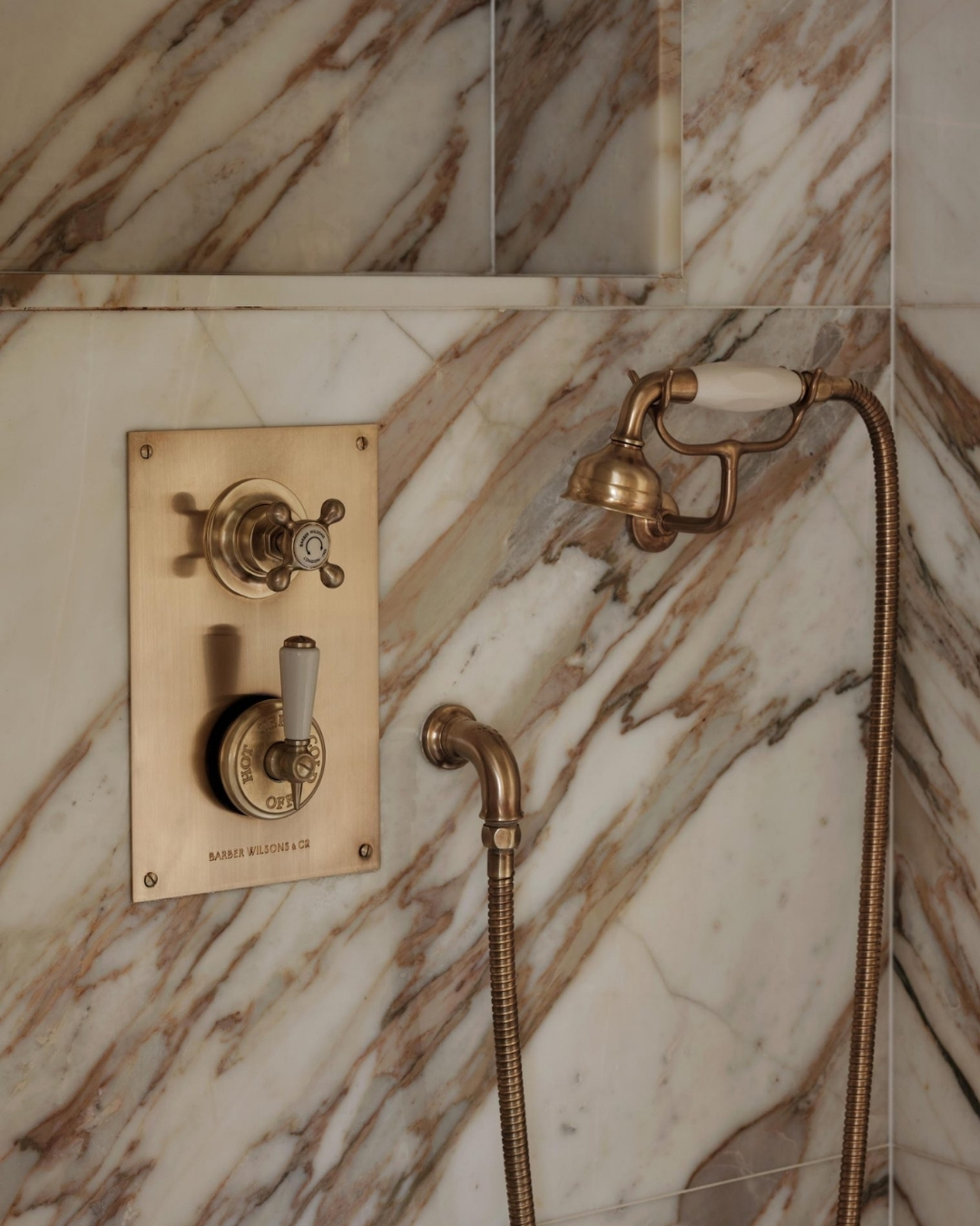 Barber Wilson Regent Thermostatic Shower Valve with hand shower in polished brass